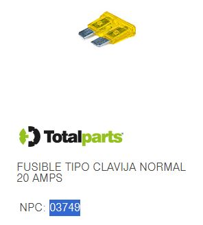FUSIBLE TIPO CLAVIJA NORMAL 20 AMPS (Amarillo)