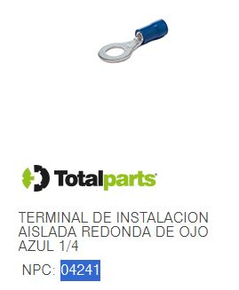 TERMINAL DE INSTALACION AISLADA REDONDA DE OJO AZUL 1/4"