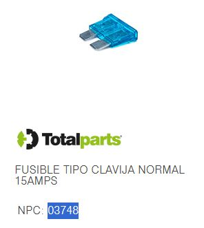 [FC15] FUSIBLE TIPO CLAVIJA NORMAL 15 AMPS (Azul)