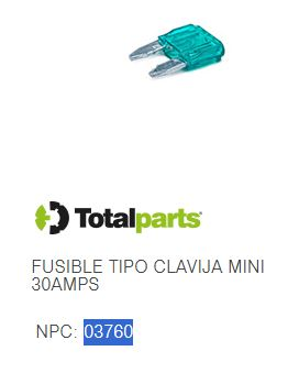 [FC30CH] FUSIBLE TIPO CLAVIJA MINI 30 AMPS (Verde)
