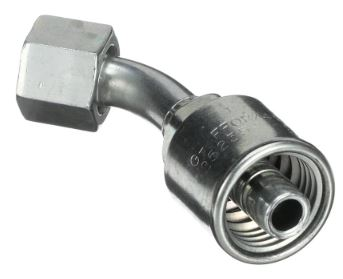 [6G-6FFORX45] CRIMPABLE CODO 45° CARA PLANA HEMBRA #6 A 3/8"